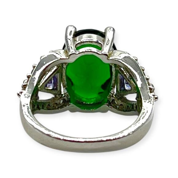 Sterling Silver Citrine Ring Tanzanite 925 Green Purple Statement Jewelry - Picture 4 of 10